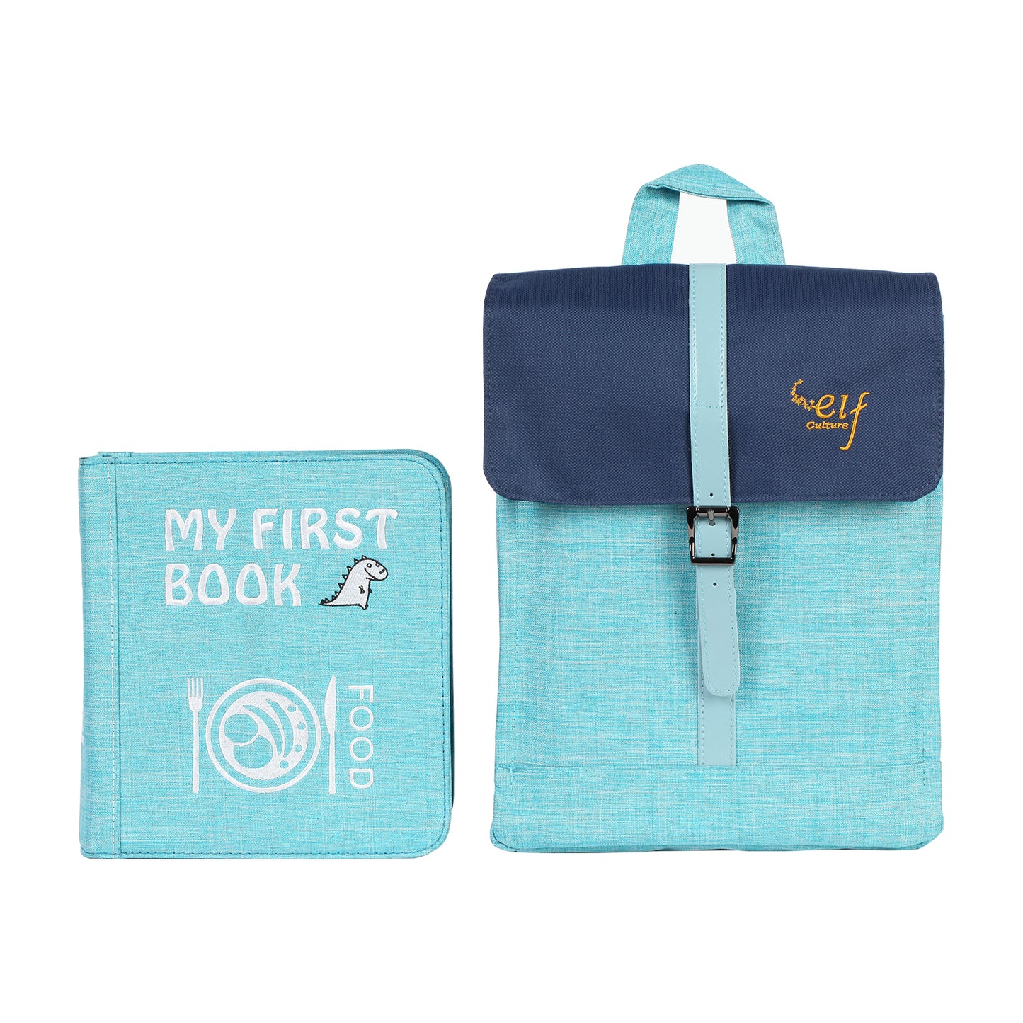 Quiet Book Food inkl. Rucksack (hellblau)