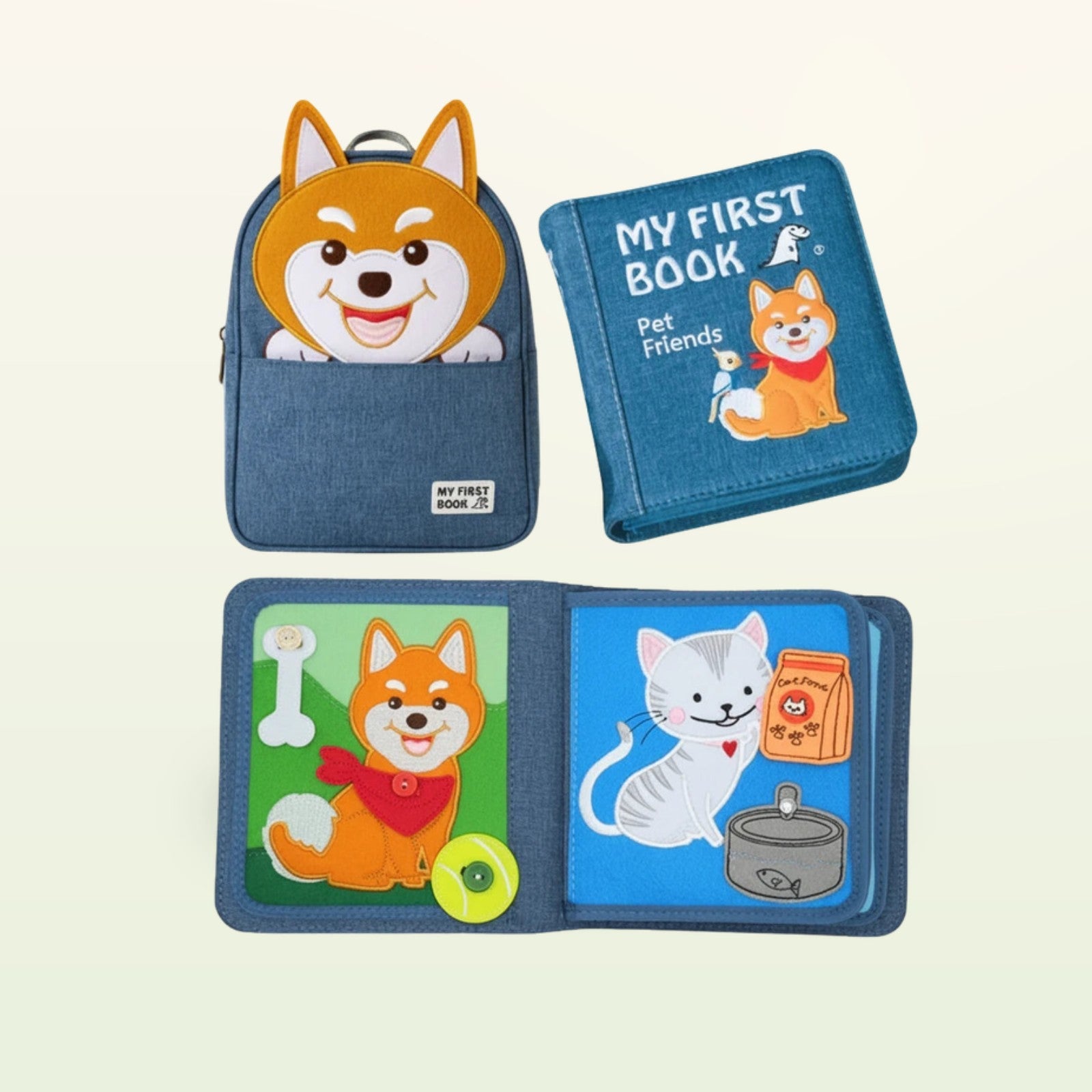 My First Book Pet Friends Quiet Book mit Rucksack Set