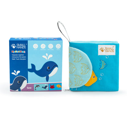 Montessori Stoffbuch Fühlbuch Meeresbewohner für 0-12 Monate